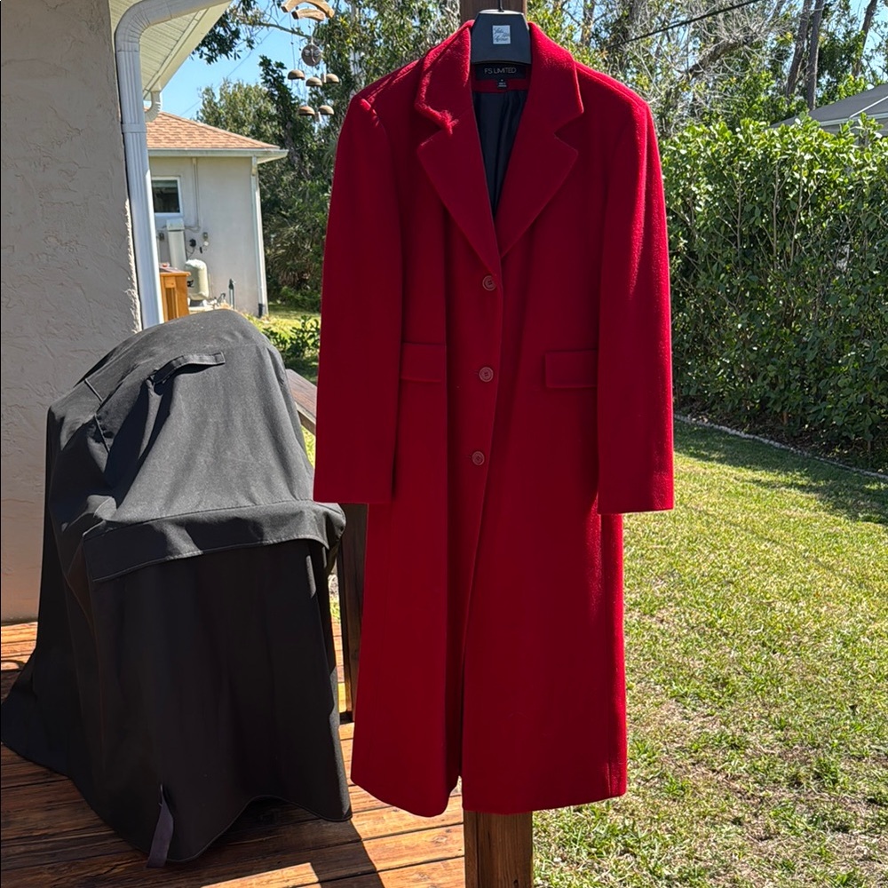 Vintage Elegant Red Long Pea Coat